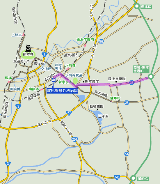 益城熊本空港ICからのルート