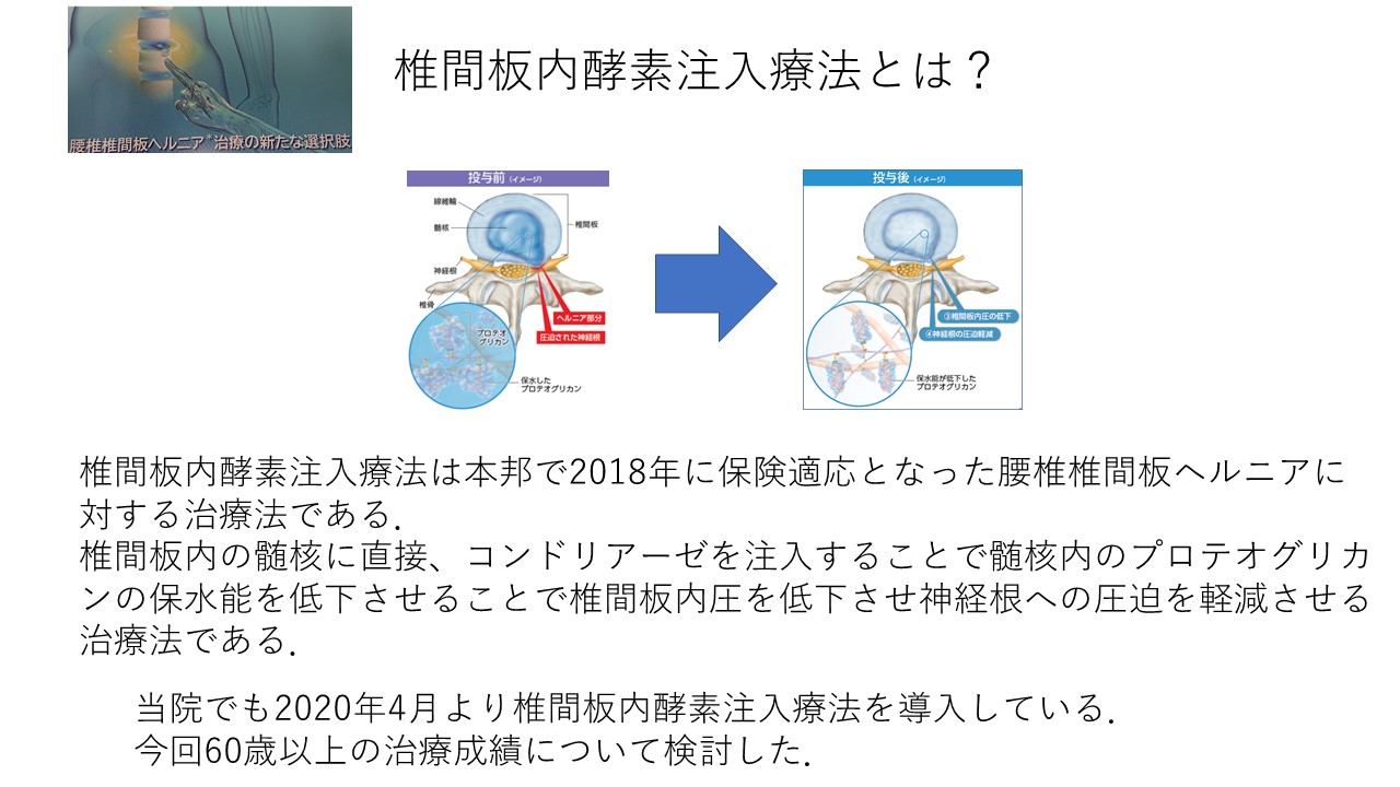 高齢者に対する椎間板内酵素注入療法 ｜ 成尾整形外科病院